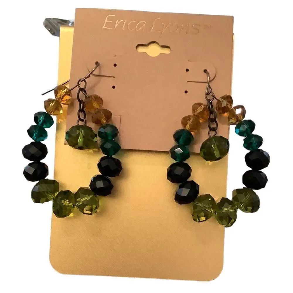 Erica Lyons colored beads hoop earrings NWT